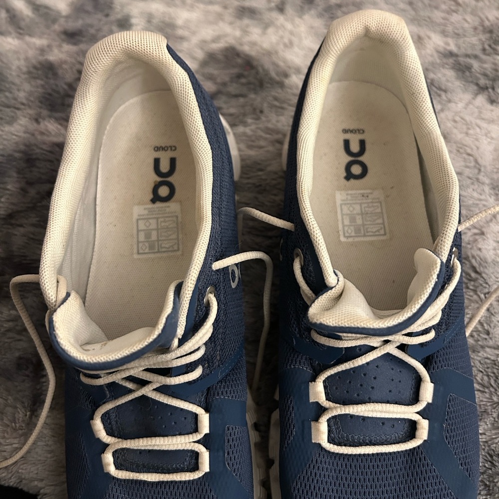 On Running Navy and Cream Shoes